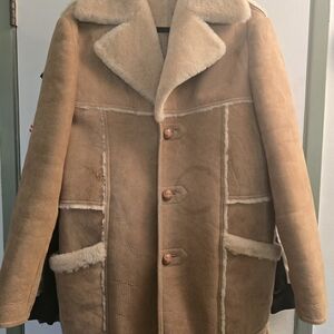 Vintage 70's Peter Caruso Men's Tan Shearling Coat PRISTINE!!